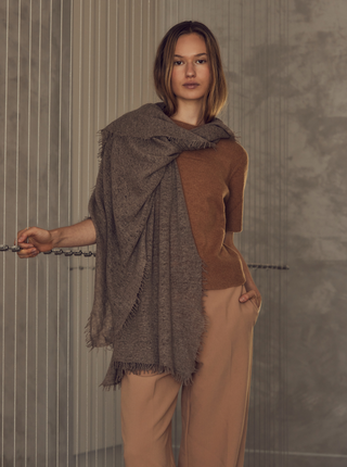 Organic Un-Dyed Chyangra Shawl | Cashmere Shawls