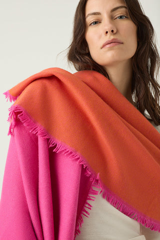 Luxurious Cashmere Shawl Reversible | Pink and Orange Oversized Scarf