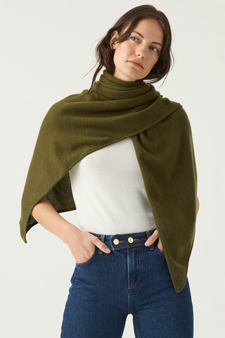 Olive Green Soft Triangle Cashmere Scarf | Cashmere Scarves | Kasmiri