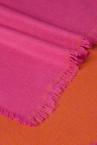 Oversized Winter Reversible Shawl in Hot Pink and Orange | Pure Cashmere Wool Shawl