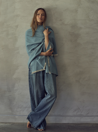 blue cashmere throw blanket | Kasmiri