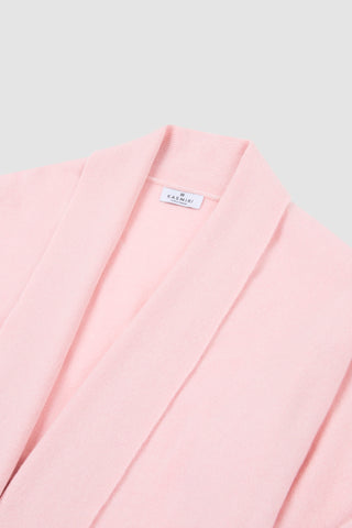 pink cashmere wool womens robe with shawl collar