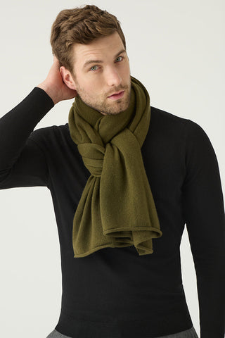 Olive Green 100% Cashmere Travel Wrap | Kasmiri | Winter Scarves and Shawls for men and women online shop