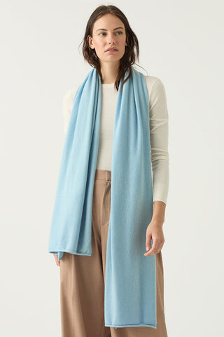 Pure Sky Blue Cashmere Travel Wrap | Kasmiri | Soft and Warm Scarves and Shawls Online Shop