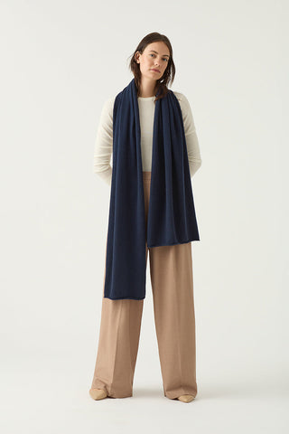 Navy 100% Cashmere Wool Travel Wrap | Kasmiri | Scarves and Shawls for men and women online shop