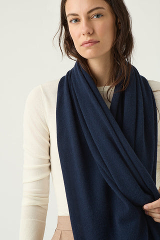 Navy Blue Ultra-Soft 100% Cashmere Travel Wrap | Kasmiri | Scarves and Shawls Online Shop