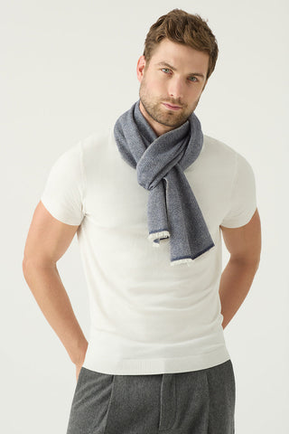 navy herringbone ultrasoft cashmere wool scarf | Kasmiri herringbone cashmere scarf Australia