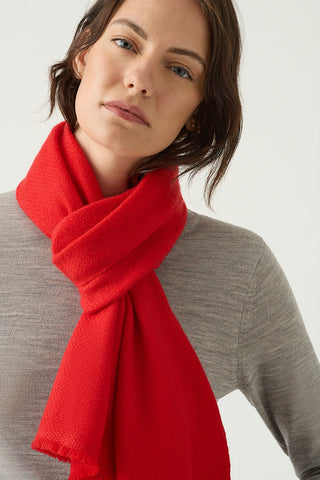 cashmere wool fringed scarf in red | luxury scarves Australia