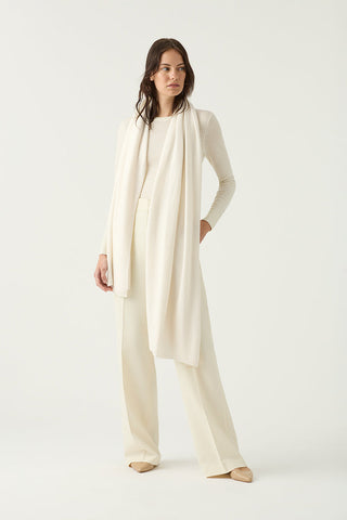Chalk White 100% Cashmere Travel Wrap | Kasmiri | Scarves and Shawls Shop Online