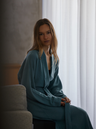 myrtle green pure womens cashmere robe | cashmere robe