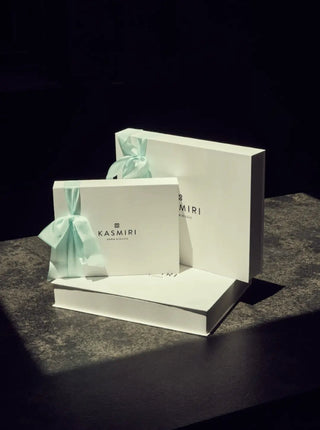 Kasmiri Gift Box in White with Blue Ribbon