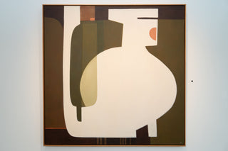 Abstract art piece with geometric shapes on a plain background by artist Leonie Barton