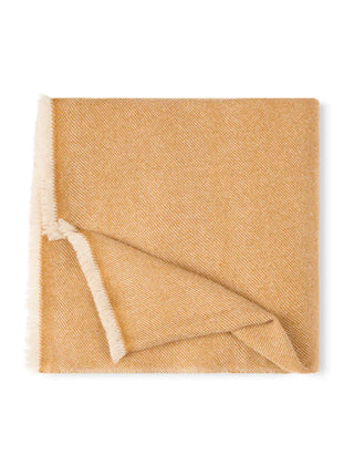 INca gold folded throw cashmere blanket close up with diagonal weave
