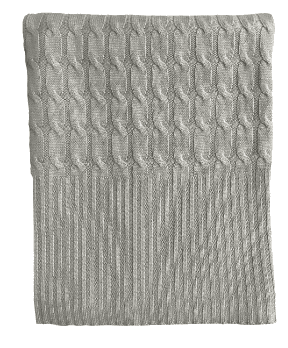 Cable Knit Cashmere Throw in Storm Grey